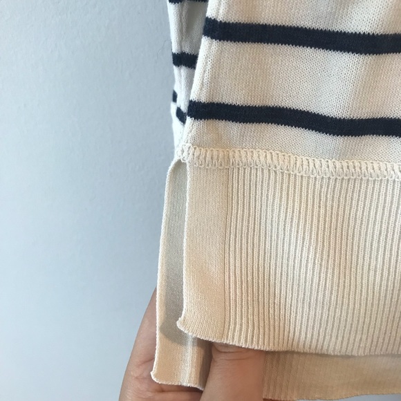 Talbots Petite White and Blue Striped Sweater-SP - Picture 4 of 4